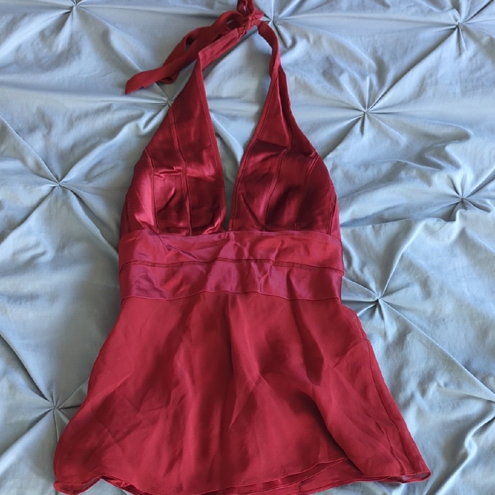 BCBG SILK HALTER TOP